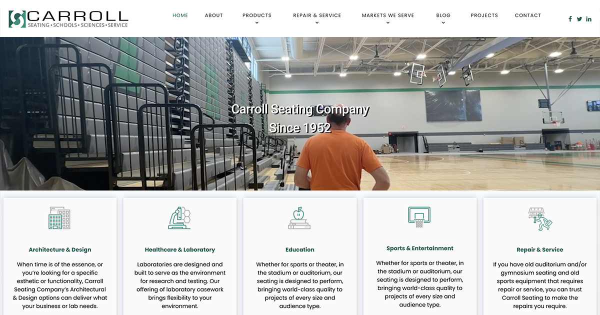 Local Web Design and website development for Carroll Seating Company in Wood Dale IL