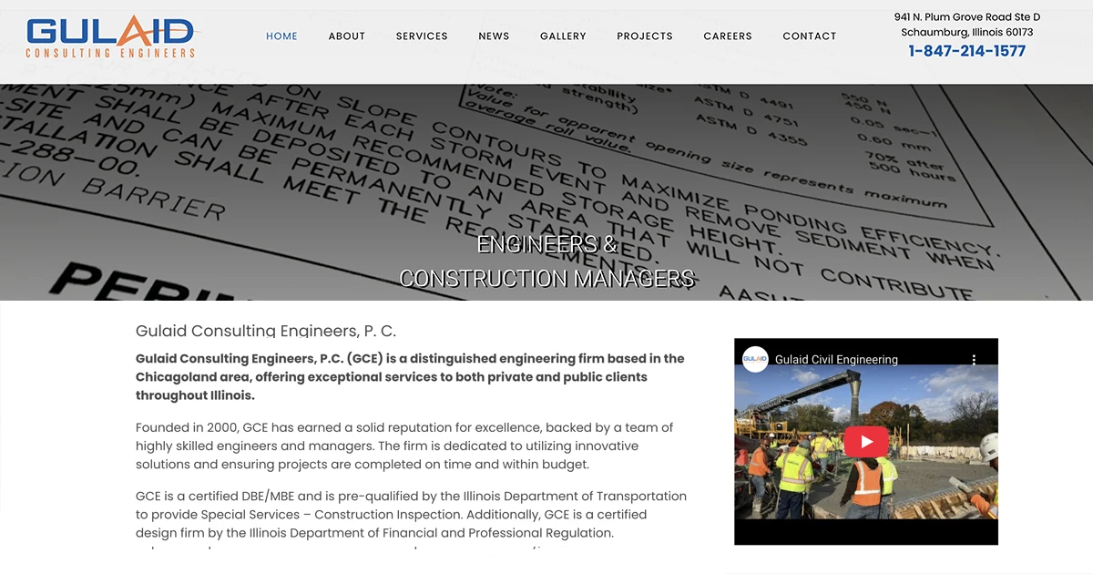 Civil Engineering Consultants Website Design for Gulaid in Schaumburg, IL