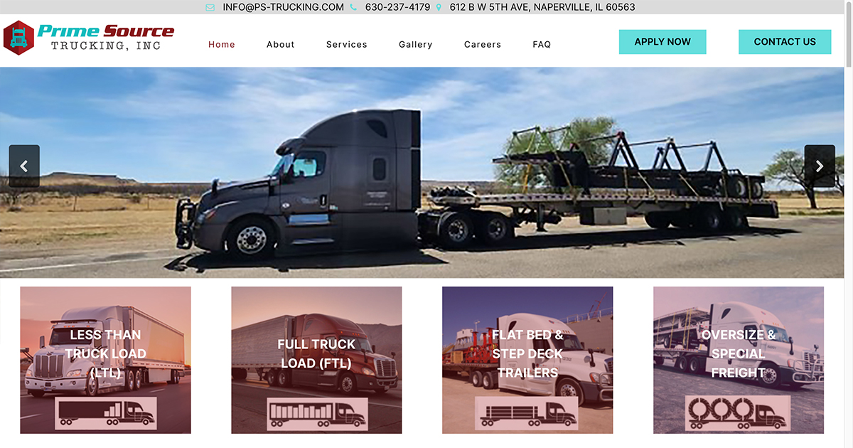 Local Naperville Website Development Design SEO for Trucking Company