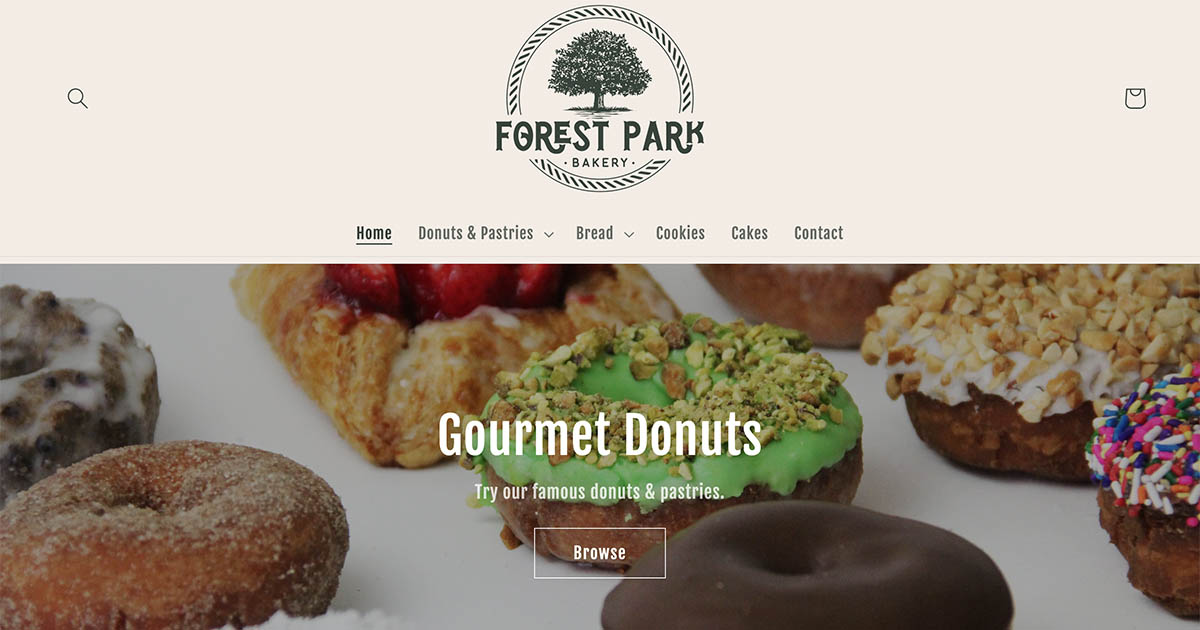 Local eCommerce Website Development and Food Photography for Forest Park Bakery