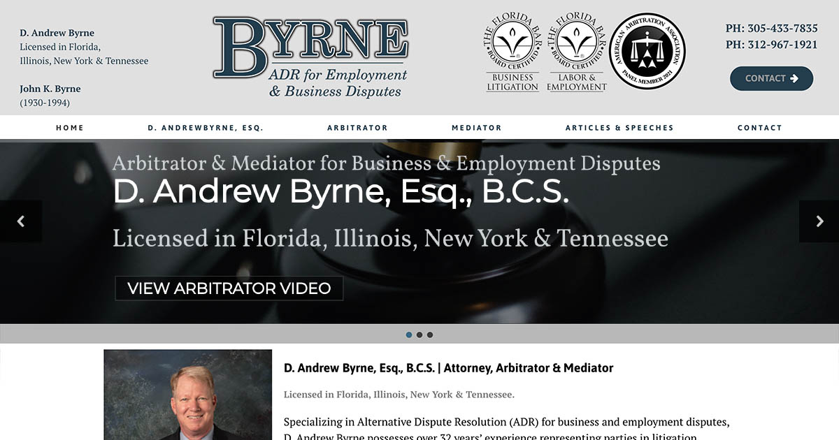 Law Firm Lawyer Attorney Website Design & Development for local Legal Arbitrator & Mediator