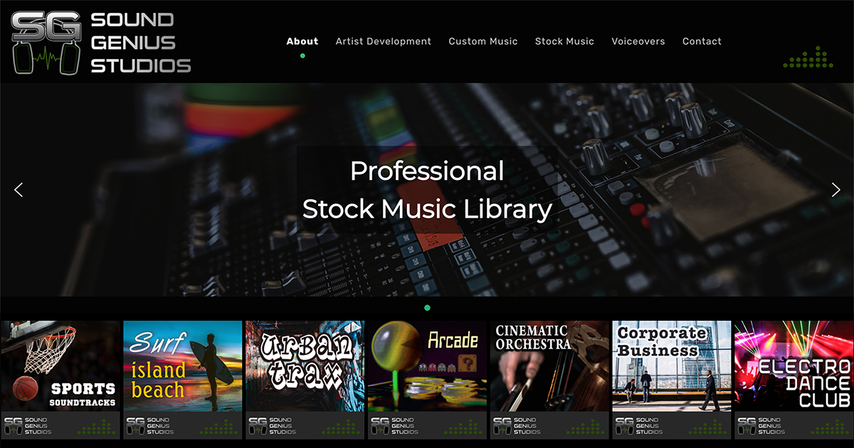 Professional Web Design for Sound Studio pay for music downloads