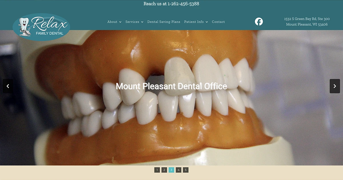 Dentist Office Website Development and Location Photography for Relax Dental in Mount Pleasant WI