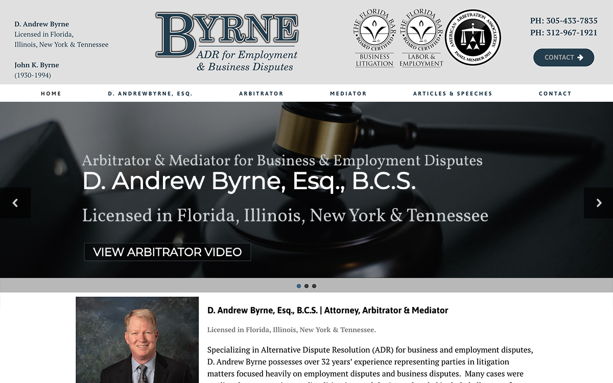 Law Firm Lawyer Attorney Website Design & Development for local Legal Arbitrator & Mediator