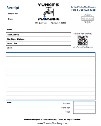 Receipt pads printed to match this contractor website design in Algonquin